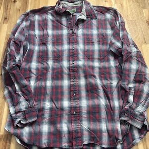 Eddie Bauer Red & Gray Plaid Flannel Shirt Tall XL